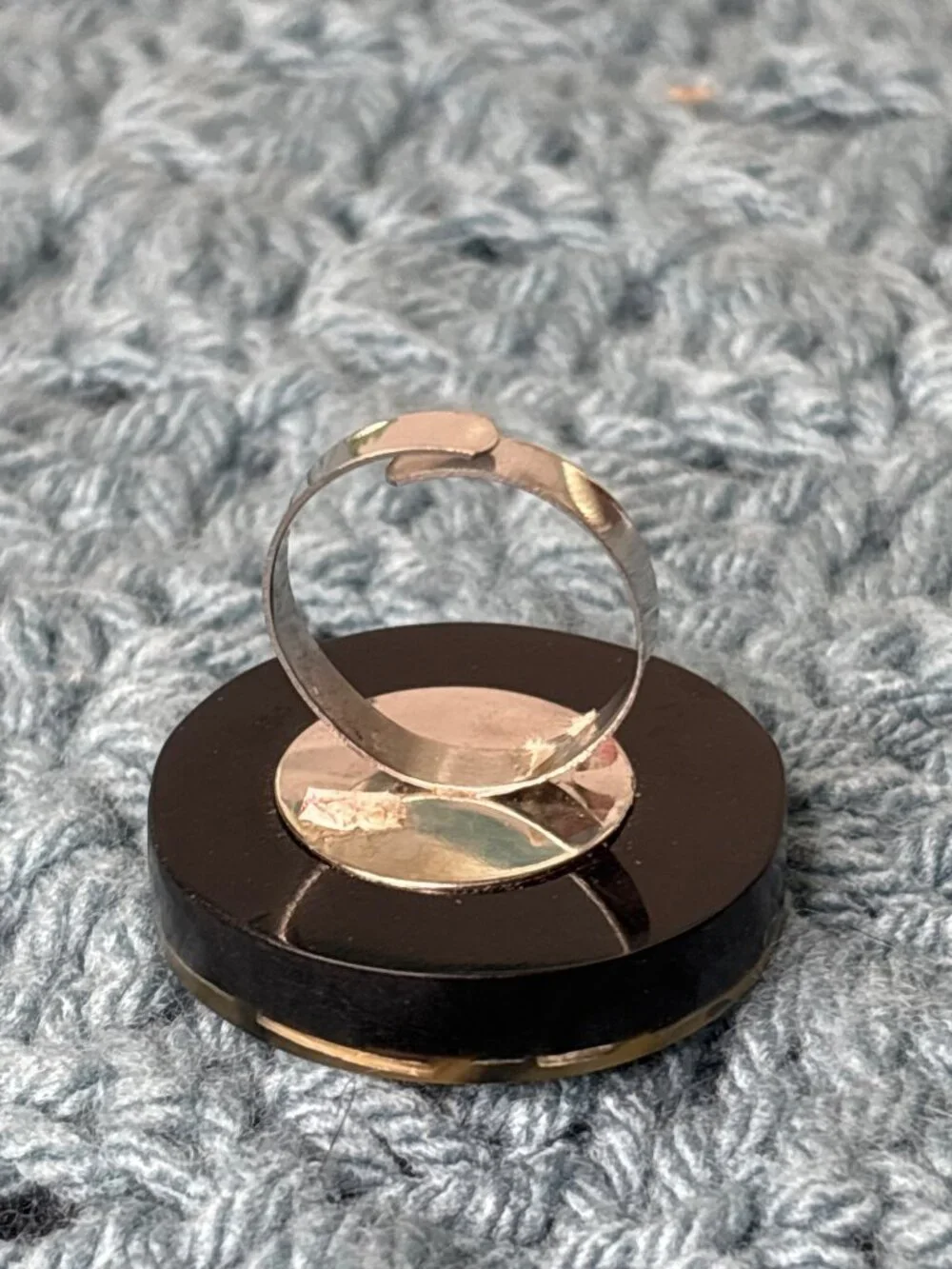 Round Plastic Statement Ring Adjustable Abstract Neutral